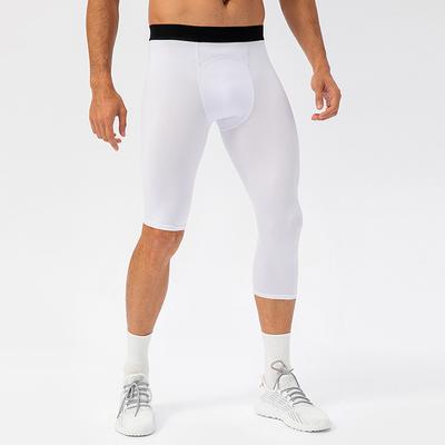Men's Running Tights Leggings Base Layer One Leg High Waist Base Layer Outdoor Athleisure Spandex Breathable Quick Dry Soft Fitness Gym Workout Running Sportswear Activewear Solid Colored Black White