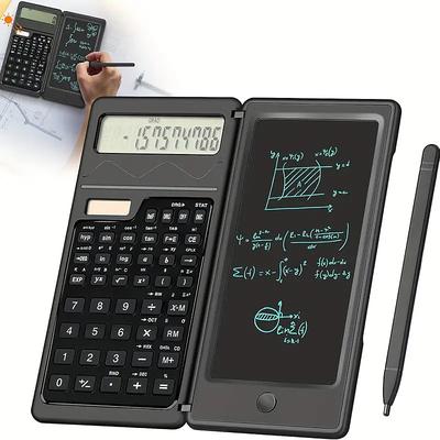 6 Inch Erasable Lcd Writing Pad Slim Scientific Calculator 10 Digit Folding Calculator Solar Battery Dual Power Math Physics Geometry Scientific Calculator