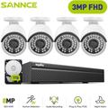 SANNCE PoE Kit di Videosorveglianza Cablato,8CH NVR with 3MP 4 IP Telecamera di Sicurezza Visione