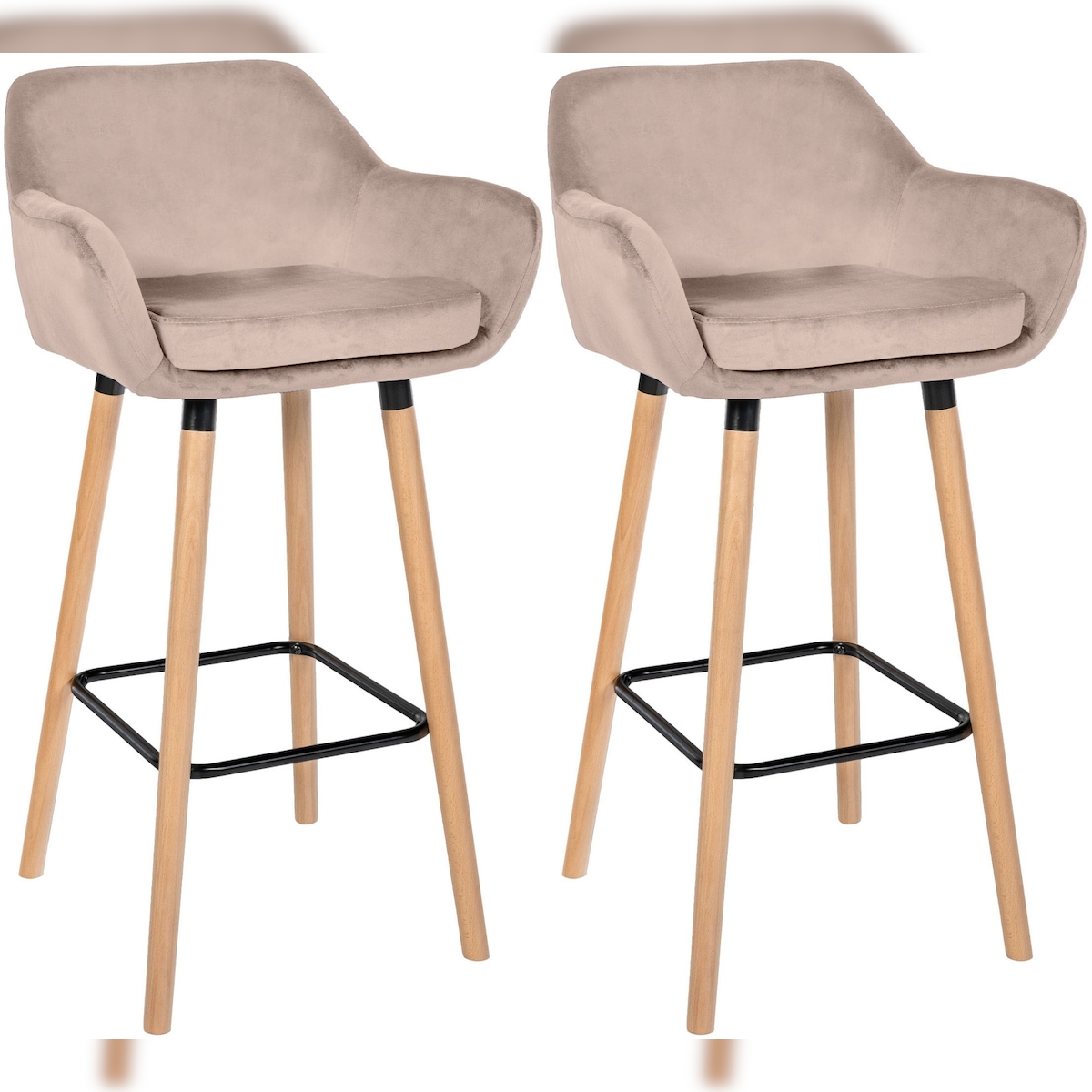 CLP 2er Set Barhocker Grant Samt hellgrau Image