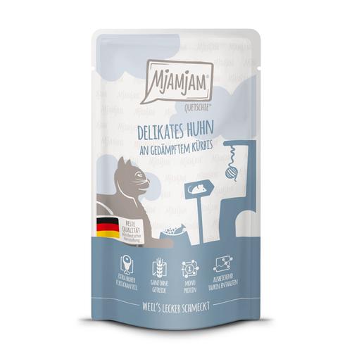 12x 125g MjAMjAM Quetschie Huhn Katzenfutter nass