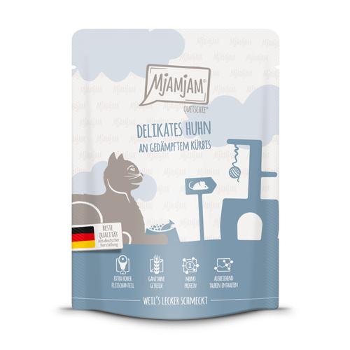 Sparpaket: 24x300g MjAMjAM Quetschie Huhn Katzenfutter nass