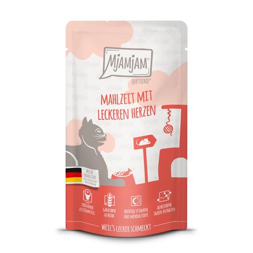 Sparpaket 24x125g MjAMjAM Quetschie Herzen Katzenfutter nass