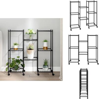 Vidaxl - Blumenständer mit Rollen 83x25x83,5 cm Schwarz Eisen - Blumenständer - Pflanzenständer Image