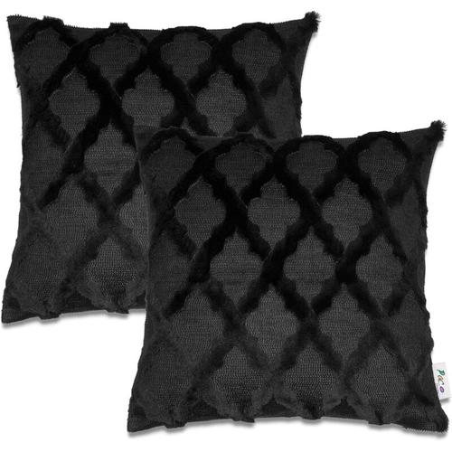 Kissenbezug Deko Kissenhülle Kissenbezüge Skandi Muster 2er Set Sofa Zierkissen 2pcs-Set, Schwarz 2