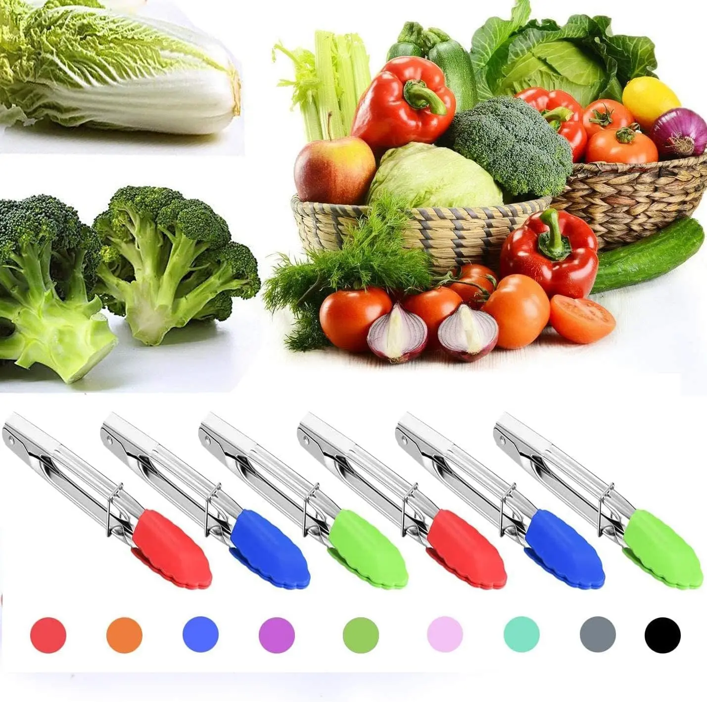 Tongs grillants grillés de bbq en acier inoxydable pain de salade en acier inoxydable tongs barbecue cuisine ,pince cuisine,cuisine outils accessoire,ustensile de cuisines,cuisine accessoires de