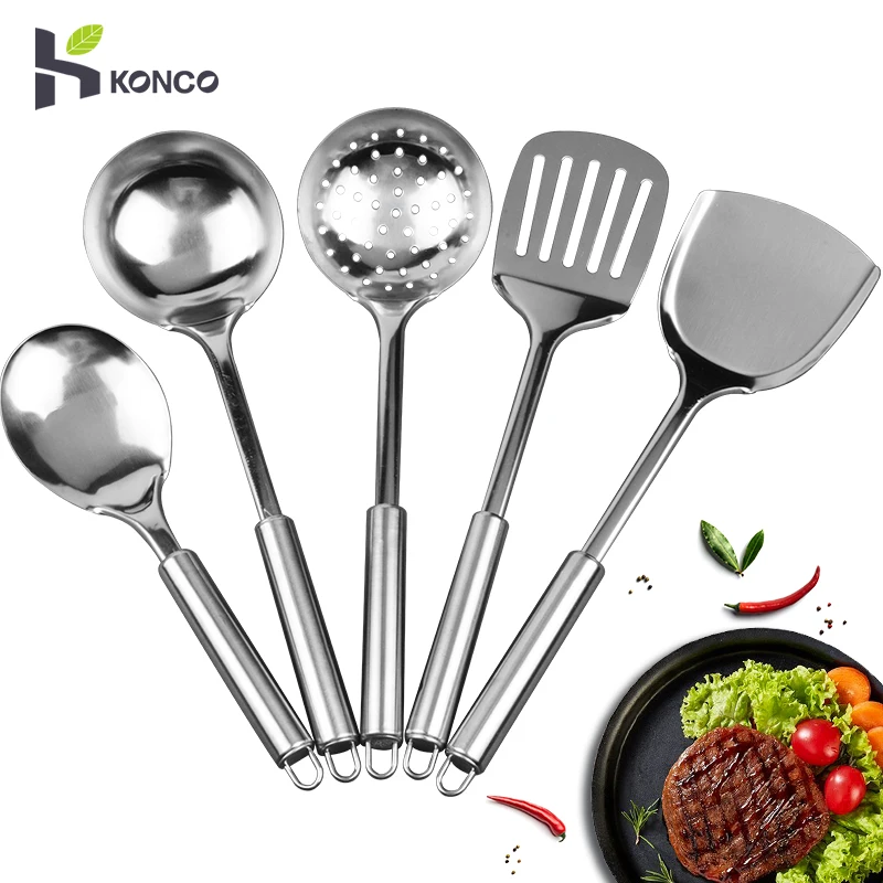 Konco ustensiles de cuisine ensemble d'ustensiles de cuisine en acier inoxydable ustensiles de cuisine passoire cuillère spatule pelle tourneur outils de cuisine