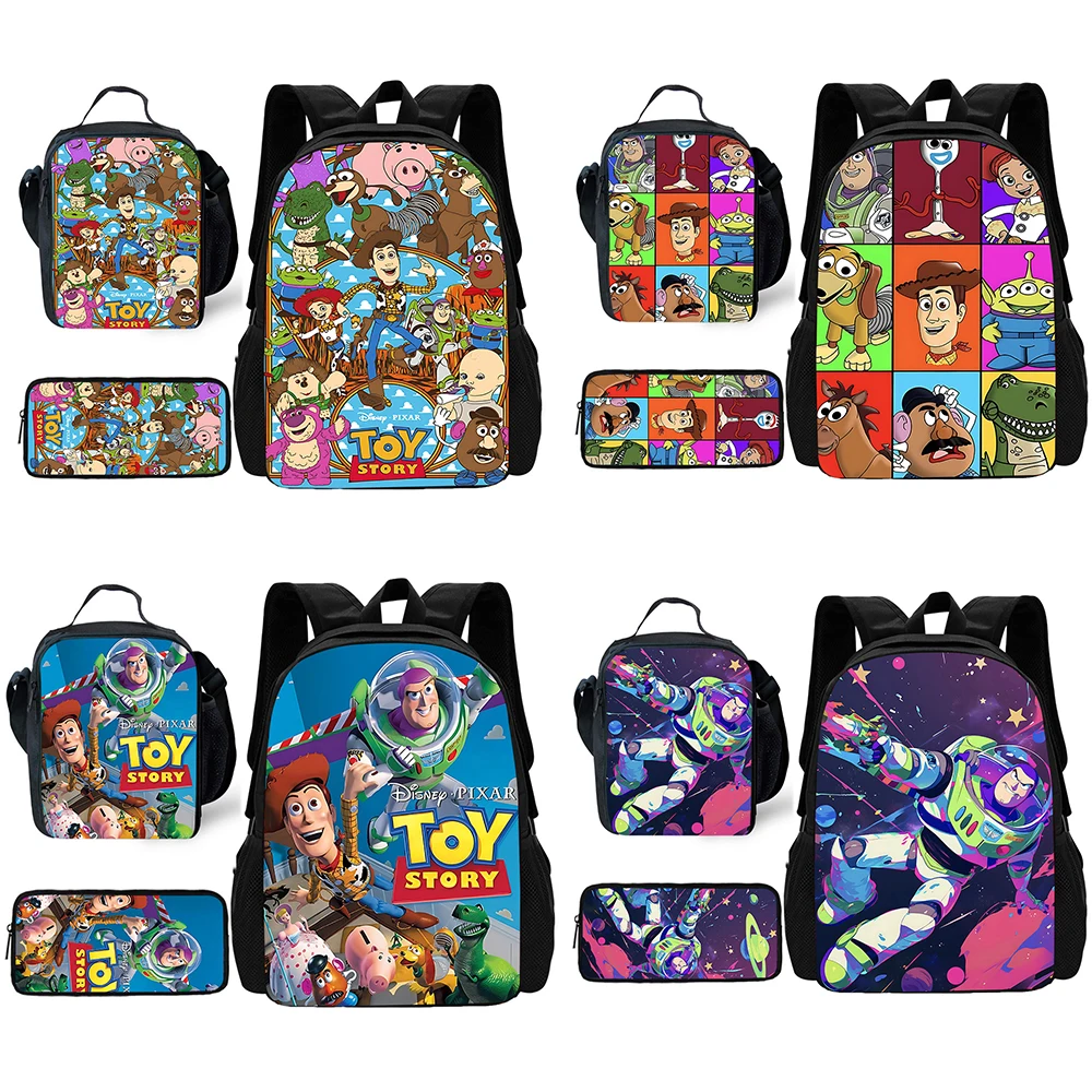 Sac à dos d'école pour enfants Toy Story Buzz Lightyear avec sacs à déjeuner, sacs à crayons, sacs d'école pour garçons et filles, meilleur cadeau