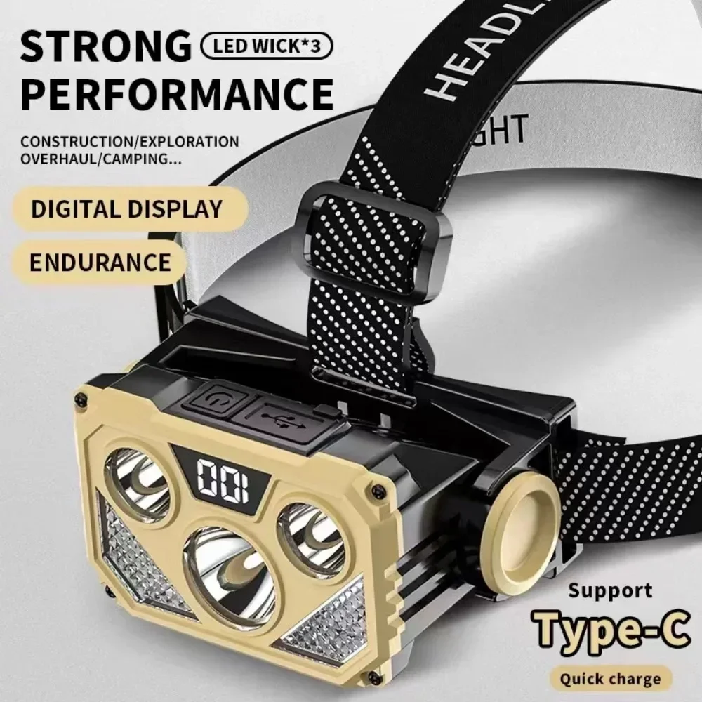 Lampe frontale Rechargeable Usb avec lumière bleue rouge phare LED lampe frontale Camping en plein air pêche front lampe de poche lampe frontale de nuit