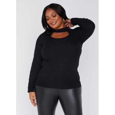 Plus Size Geo Jacquard Sweater