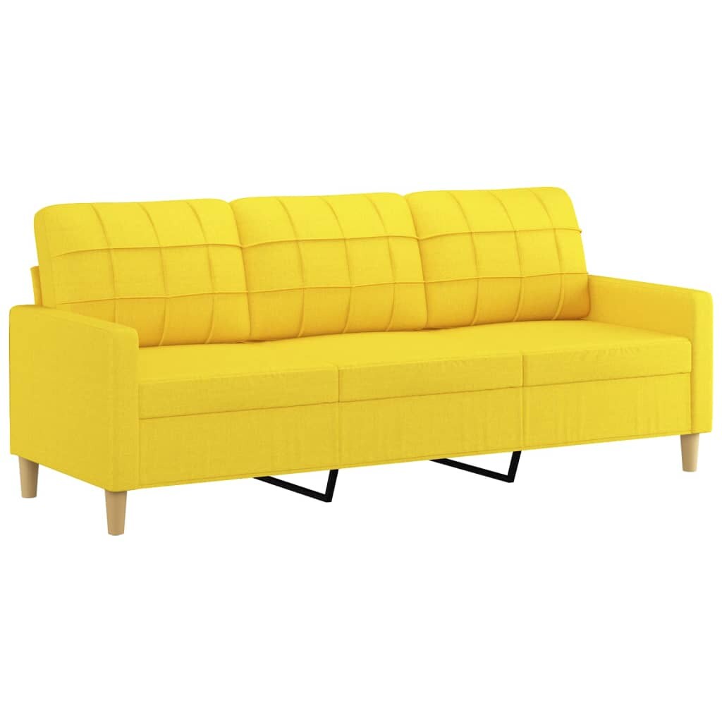 vidaXL 3-Sitzer-Sofa Hellgelb 180 cm Stoff Image