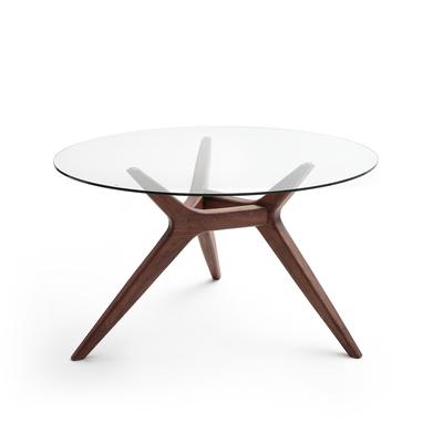 Marcielo Glass and Walnut Round Table Diameter 130
