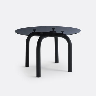 Signatures Polly Smoked Glass and Steel Round Table (Seats 4)