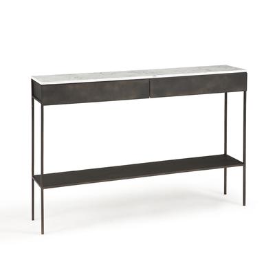 Fébée White Marble & Metal Console Table