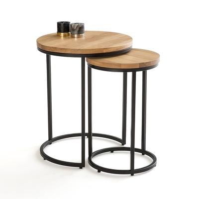 Set of 2 Vova Oak & Metal Nesting Tables