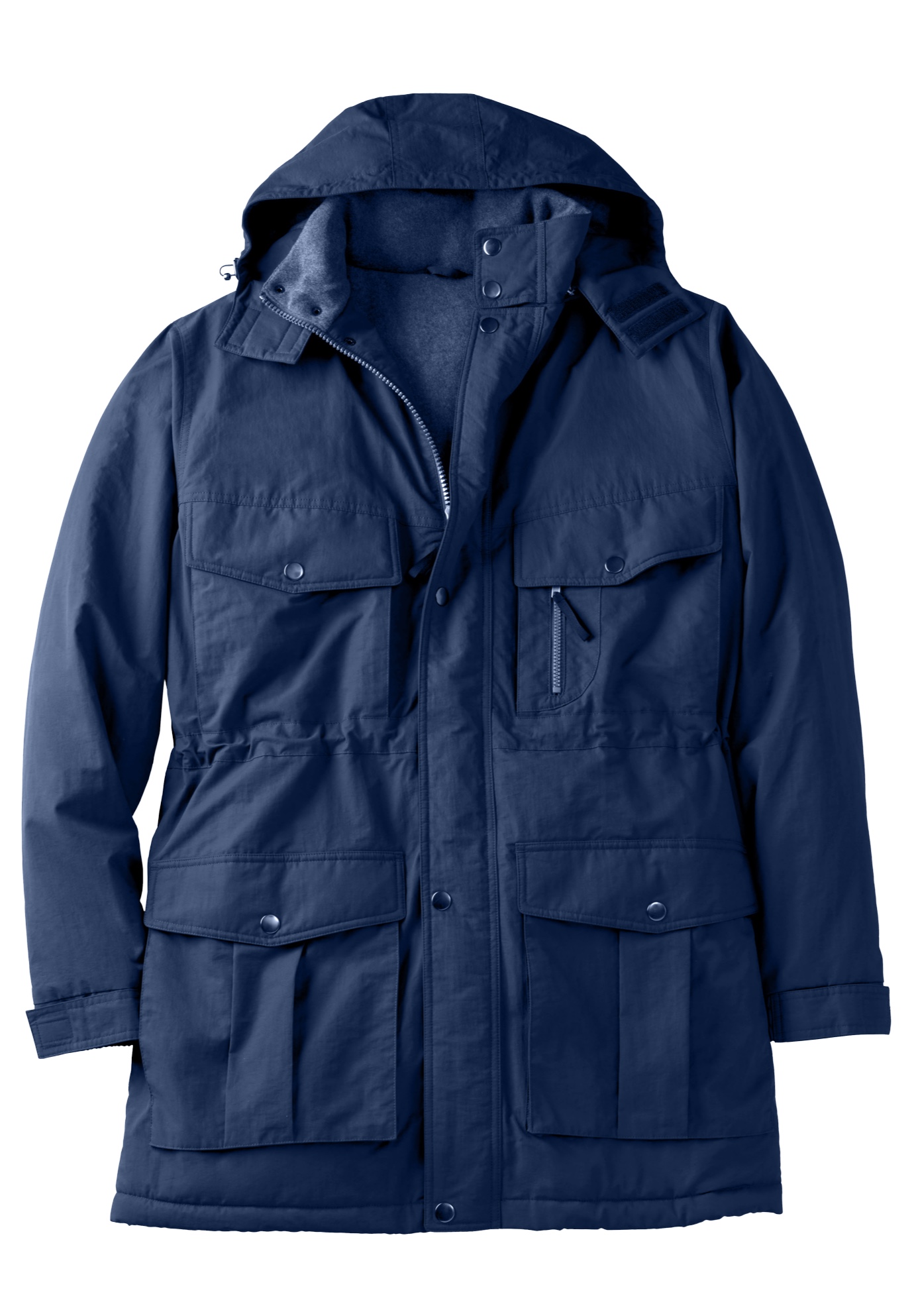 Men's Big & Tall Longer-length Boulder Creek fleece-lined parka by KingSize in Navy (Size L)