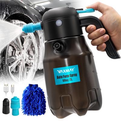 TEMU 0.5gal/2l Electric Foam Sprayer Car Wash, 60psi Powerful Car Foam Sprayer With 2 Nozzles, Rechargeable Auto Pressurized Foam Sprayer, Battery Powered Foam Sprayer For Car Home Garden Cleaning