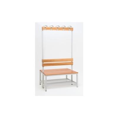 Garderobenbank mit Haken 2-seitig 2 Sitzbänke mit Schuhrost HxBxT 170x100x60cm Marke SZAGATO | Umkleidebank Umkleide Sitzbank Garderobe mit Sitzbank Image