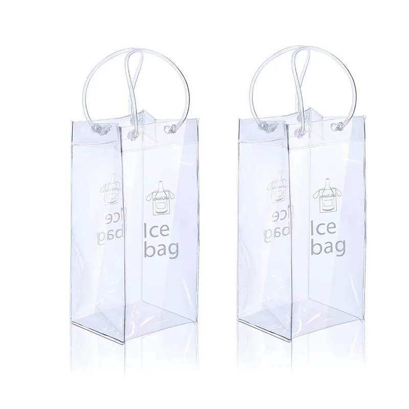 Paquet de 2 sacs froids pour vin glacé, pochettes en PVC, manchons de refroidisseur de vin avec poignée pour Champagne, bière froide, vin blanc, boissons réfrigérées