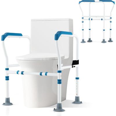 Aufstehhilfe Toilette, verstellbares Sicherheitsgestell mit 360°drehbarer Klemme, Griff &