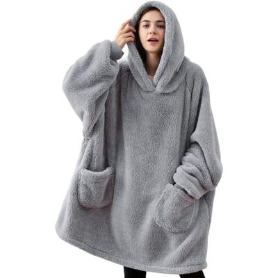 Erwachsene Plaid Kapuzen-Sweatshirt Fleece Plaid mit Ärmel Damen Herren Kapuzendecke mit Ärmel Image