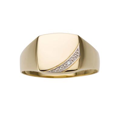 Goldring FIRETTI "Schmuck Geschenk Gold 333 Herrenring Goldring Siegelring" Gr. 20, gold (gelbgoldfarben, weißgoldfarben), Fingerringe, Herren, 20, 0,005 ct P2 = erkennbare Einschlüsse, Gelbgold 333-Diamanten, 11mm, Gelbgold 333, Diamanten, mit... Image