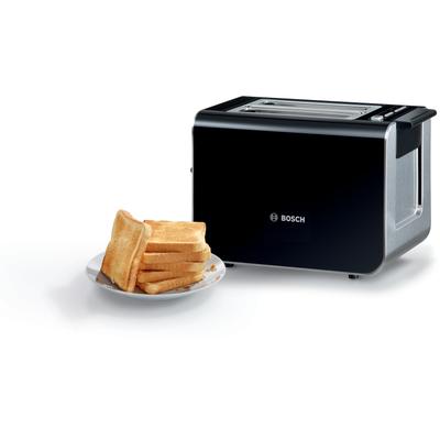 BOSCH Toaster "Styline TAT8613N, integrierter Brötchenaufsatz, Liftfunktion", schwarz, B:31,3cm H:18,4cm T:17cm, Toaster