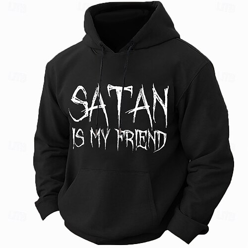 Herren Weihnachtsmann Gruseliger Schriftzug Kapuzensweatshirt Kapuzenshirts Pullover Mode Täglich Langarm Mit Kapuze Weihnachten Schwarz Blau Braun Grün Khaki Tasche 3D-Druck Herbst Winter Designer S Image