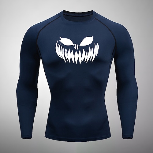 Herren Kompressionsshirt Sportshirt Fitnessshirt Trainingsshirt Langarm T-Shirt Lässig Athleisure Frühling Herbst Grafik Schnelltrocknend Weich Atmungsaktiv Fitnesstraining Gehen Joggen Image