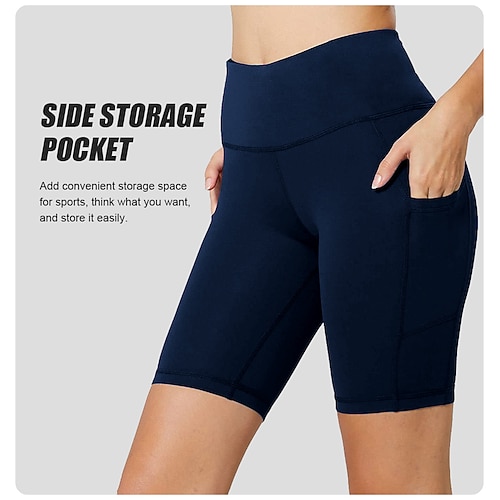 Damen Fahrradhose Fahhrad Shorts Schmale Passform Sport Elastisch Schweißableitend Atmungsaktiv Schwarz Dunkelblau Bekleidung Fahrradbekleidung