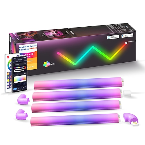 LED Smart Light RGBIC 3D Wandlicht Glide Smarte Wand Sconces für Gaming und Wohnzimmer Mehrfarbig anpassbare Musik-Sync Spiel Dekor LED-Lichtröhre Funktioniert mit Alexa und Google Assistant Image
