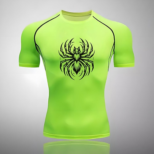 Herren Kompressionsshirt Sportshirt Fitnessshirt Trainingsshirt Kurzarm T-Shirt Lässig Athleisure Sommer Spinnen Schnelltrocknend Weich Atmungsaktiv Fitnesstraining Gehen Joggen Sportbekleidung Image