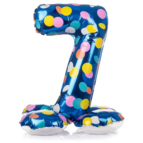Ballon chiffre ""7"", tenant debout, à pois