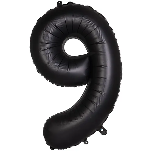 Ballon hélium chiffre ""9"", noir, 86 cm