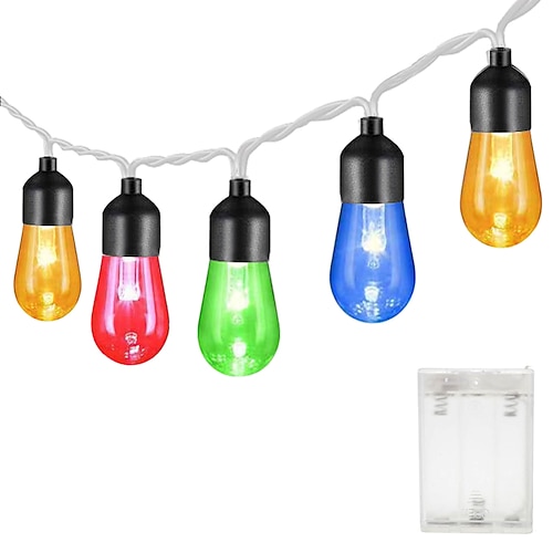 1,5 m 2 m 3 m 4 m 5 m 10 m Luci a stringa a lampadina retro in acrilico Bolle a stringa di luci di Halloween Festa Decorativa Luci da giardino warm white RGB bianco blu Alimentate da batterie AA 1 set
