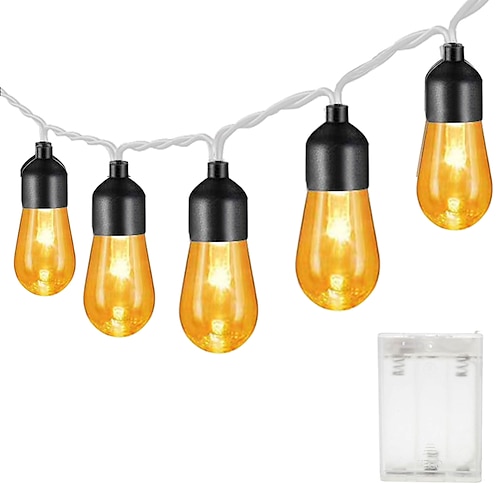 1,5 m 2 m 3 m 4 m 5 m 10 m Luci a stringa a lampadina retro in acrilico Bolle a stringa di luci di Halloween Festa Decorativa Luci da giardino warm white RGB bianco blu Alimentate da batterie AA 1 set