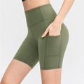 Per donna Shorts da Palestra Shorts da yoga Shorts da allenamento con Tasca per Telefono Vita Alta Yoga Allenamento in Palestra Pilates Pantaloncini Grafico Grigio scuro Nero Verde scuro Spandex Gli