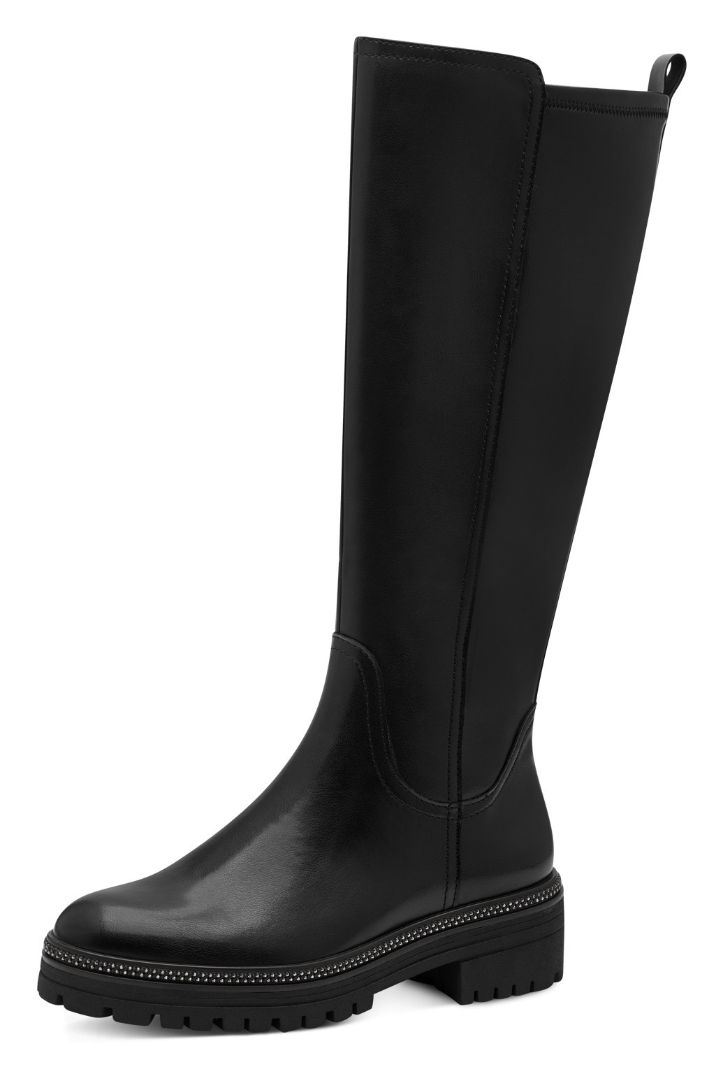 Stiefel MARCO TOZZI, Damen, Gr. 37, Normalschaft, schwarz, Lederimitat, unifarben, Schuhe Stiefel, Blockabsatz, Langschaftstiefel mit Feel me Dämpfung