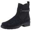 Chelseaboots GABOR, Damen, Gr. 42, blau (nachtblau), Veloursleder, Elastischer Einsatz, unifarben, modisch, Schuhe, Blockabsatz, Herbstmode, Stiefelette mit Zierkette am Schaft