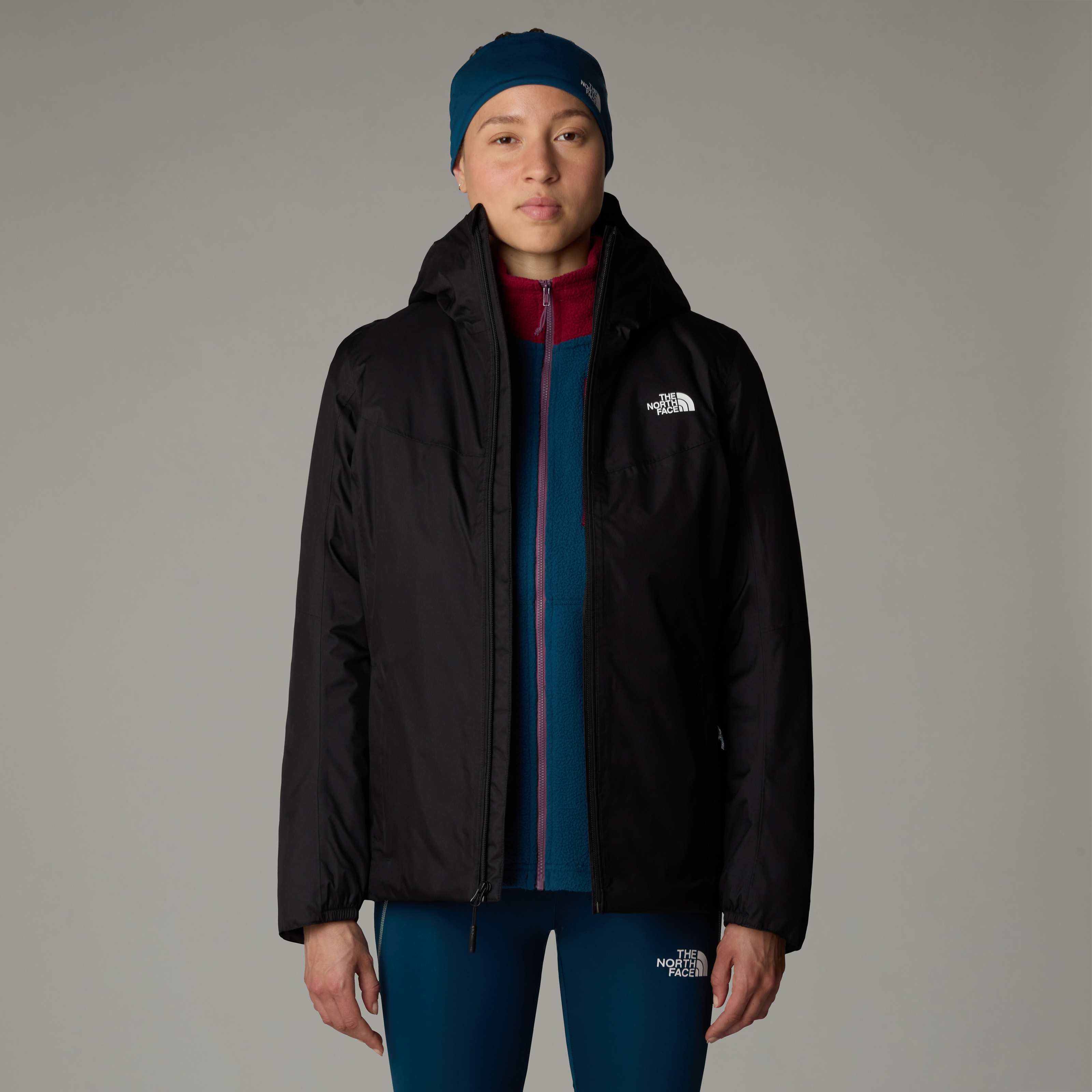 Funktionsjacke THE NORTH FACE "W QUEST INSULATED JACKET", Damen, Gr. S, schwarz (tnf schwarz, npf), Obermaterial: 100% Polyester, normal, Jacken Funktionsjacke, mit Kapuze und hochschließendem Kragen, wärmend, wasserabweisend