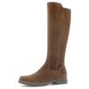 Stiefel GABOR, Damen, Gr. 38, Normalschaft, braun (cognac), Veloursleder, unifarben, klassisch, Schuhe, Blockabsatz, Langschaftstiefel, Businessstiefel mit Reißverschluss