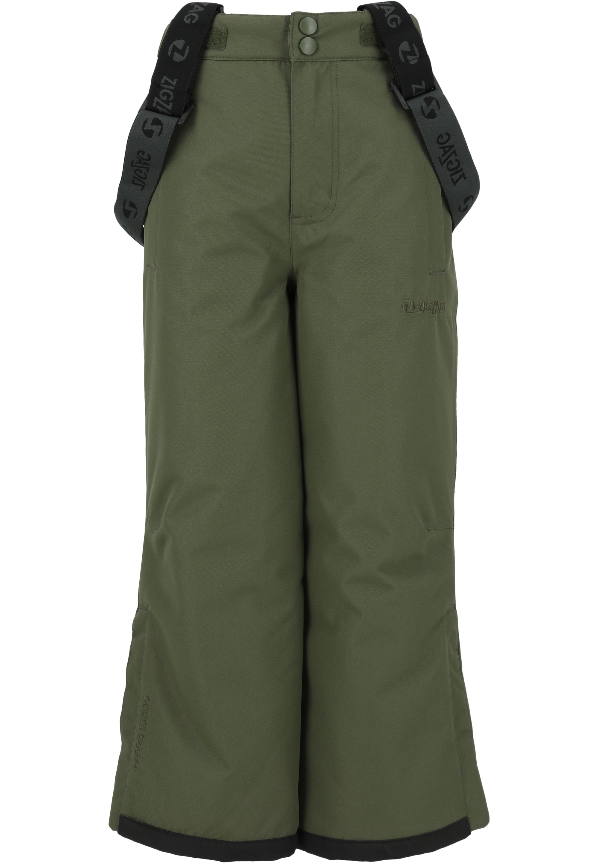 Skihose ZIGZAG "Soho", Mädchen, Gr. 110, EURO-Größen, grün (dunkelgrün), 88% Polyester, 12% Elasthan, unifarben, lang, Hosen Skihose, mit abnehmbaren Hosenträgern