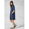 Blusenkleid CECIL, Damen, Gr. S (38), US-Größen, blau (mid blau wash), Stoff, 100% Lyocell, gestreift, casual, gerade knielang, V-Ausschnitt, Langarm breiter Bund, Kleider, im Hemdblusen-Style