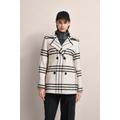 Kurzmantel BUGATTI, Damen, Gr. 38, beige (ecru), 42% Polyacryl, 36% Wolle, 22% Polyester, gestreift, casual, regular fit, Langarm normaler Saum, Mäntel, mit hohem Tragekomfort