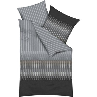 Bettwäsche KAEPPEL "Smart", grau (zinn), B/L: 135cm x 200cm, , Mako-Satin, B/L: 80cm x 80cm, Mako-Satin, Obermaterial: 100% Baumwolle, Bettwäsche Image