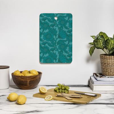 Lathe & Quill Teal Floral Flourish Large Cutting Board - Rectangle