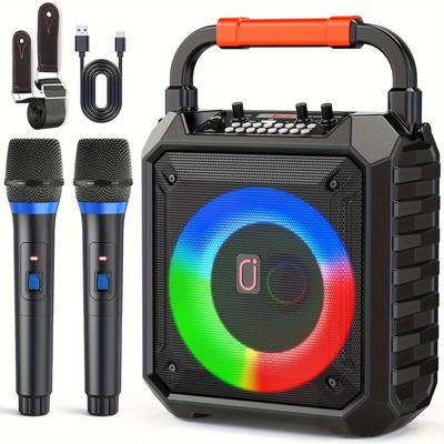 TEMU Jyx T17-t Portable With 2 Wireless Karaoke Microphone, Karaoke Machine For Adult, Home With Dj Light