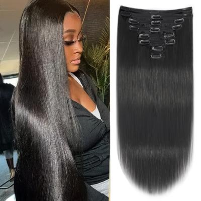 TEMU Clip In Hair Extensions Human Hair 12-32inch Straight Brazilian Remy Human Hair Clip In Hair Extensions For Women