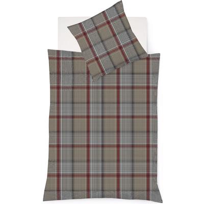Bettwäsche FLEURESSE "Lech 4385", rot (rot beige), B/L: 200cm x 200cm, 2 St., Flanell, B/L: 80cm x 80cm & 80cm x 80cm, Flanell, Obermaterial: 100% Baumwolle, Bettwäsche, Edelflanell, Baumwolle, in Gr. 135x200, 155x220, 200x200cm Image