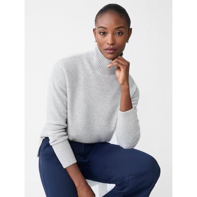 J.McLaughlin Women's Dina Cashmere Turtleneck Top Light Heather Gray, Size XS